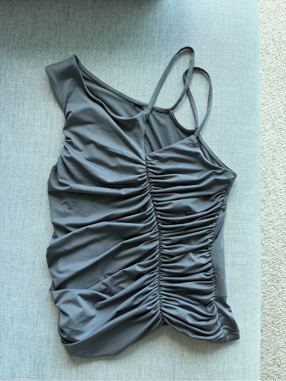 H&M gray silver Ruched One-Shoulder Camisole